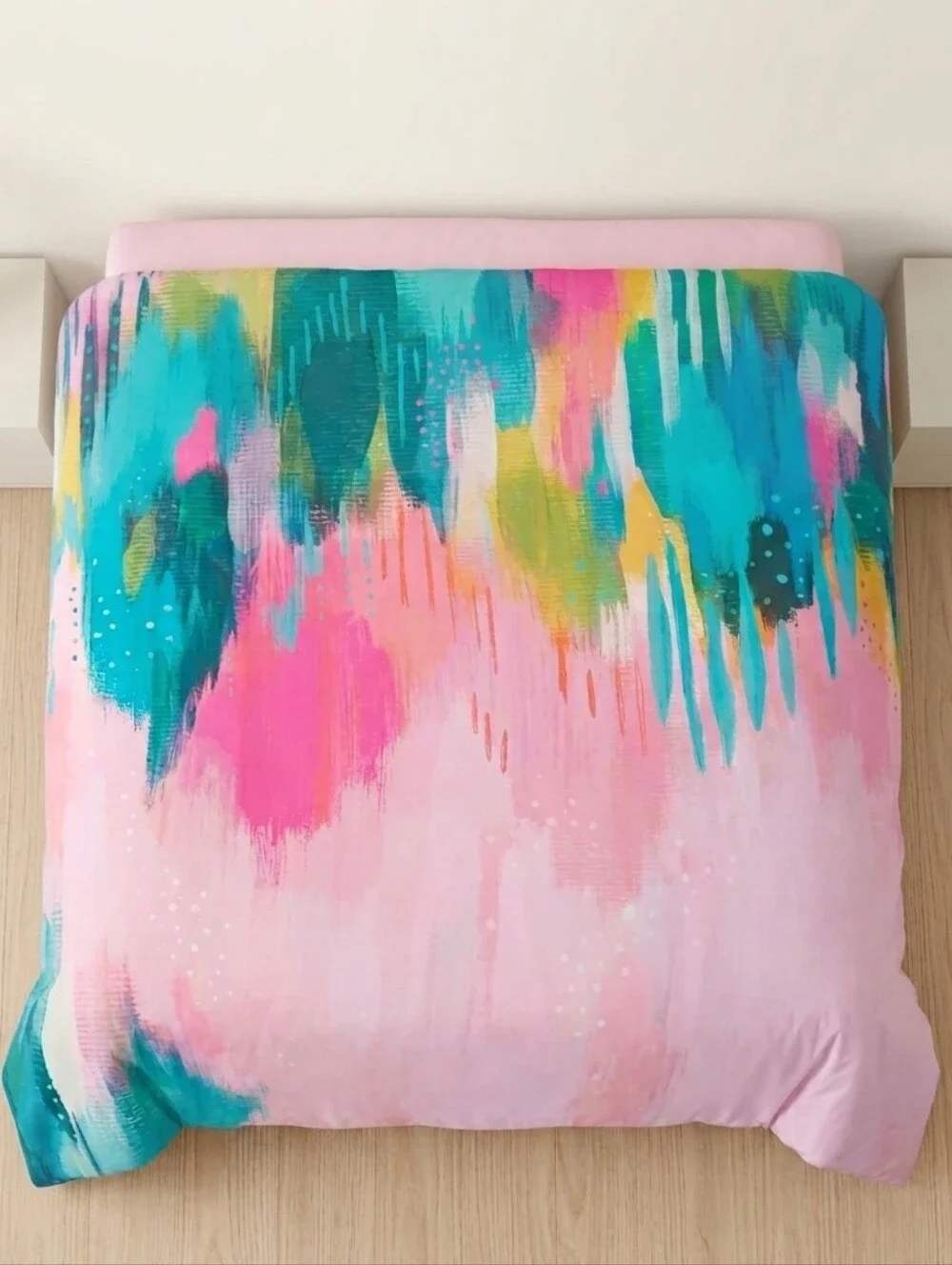 Pottery Barn Kids EttaVee Organic Cotton Twin Duvet Cover Abstract Colorful Pink